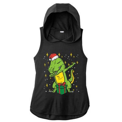 Dabbing T Rex Dinosaur Xmas Toddler Boys Christmas Dino Cute Gift Ladies PosiCharge Tri-Blend Wicking Draft Hoodie Tank