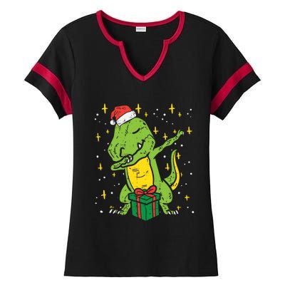 Dabbing T Rex Dinosaur Xmas Toddler Boys Christmas Dino Cute Gift Ladies Halftime Notch Neck Tee