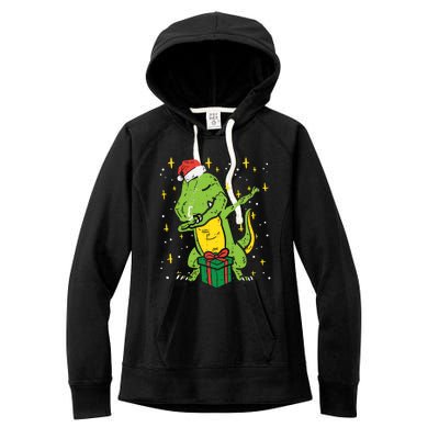 Dabbing T Rex Dinosaur Xmas Toddler Boys Christmas Dino Cute Gift Women's Fleece Hoodie