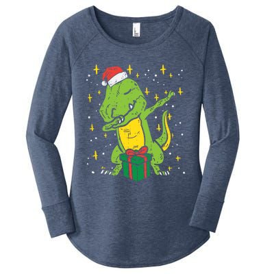 Dabbing T Rex Dinosaur Xmas Toddler Boys Christmas Dino Cute Gift Women's Perfect Tri Tunic Long Sleeve Shirt