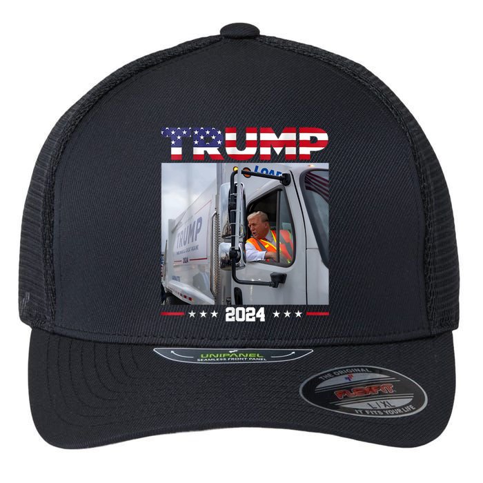 Donald Trump Rides Garbage Truck Garbage Truck Trump 2024 Flexfit Unipanel Trucker Cap