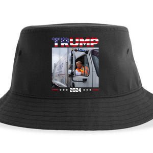 Donald Trump Rides Garbage Truck Garbage Truck Trump 2024 Sustainable Bucket Hat