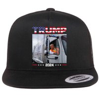 Donald Trump Rides Garbage Truck Garbage Truck Trump 2024 Flat Bill Trucker Hat