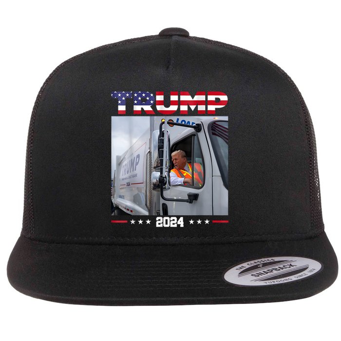 Donald Trump Rides Garbage Truck Garbage Truck Trump 2024 Flat Bill Trucker Hat