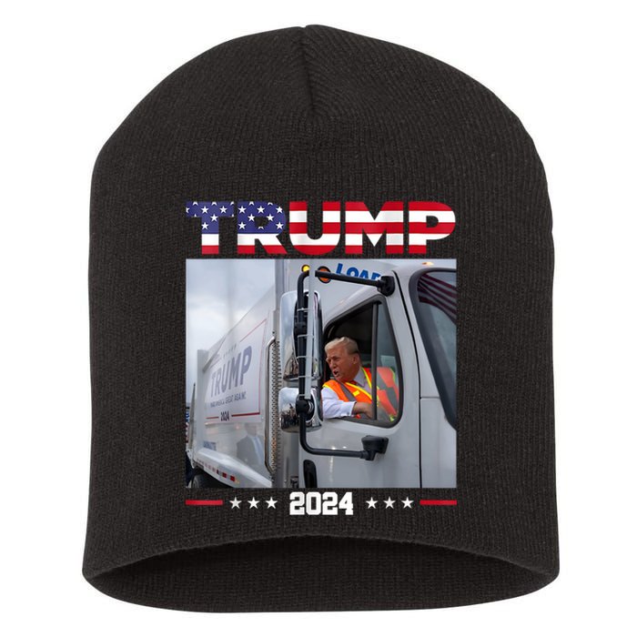 Donald Trump Rides Garbage Truck Garbage Truck Trump 2024 Short Acrylic Beanie