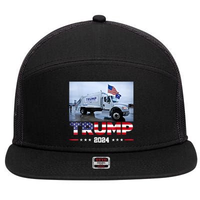 Donald Trump Rides Garbage Truck Garbage Truck Trump 2024 7 Panel Mesh Trucker Snapback Hat