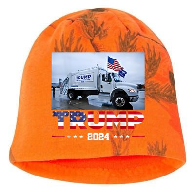 Donald Trump Rides Garbage Truck Garbage Truck Trump 2024 Kati - Camo Knit Beanie