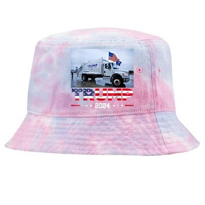 Donald Trump Rides Garbage Truck Garbage Truck Trump 2024 Tie-Dyed Bucket Hat