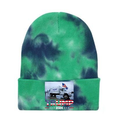 Donald Trump Rides Garbage Truck Garbage Truck Trump 2024 Tie Dye 12in Knit Beanie