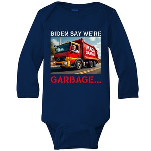 Donald Trump Rides In Garbage Truck Baby Long Sleeve Bodysuit