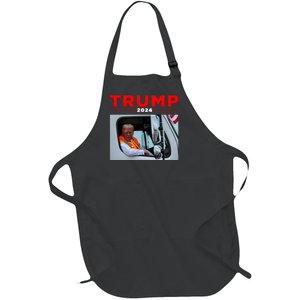 Donald Trump Rides In Garbage Truck Garbage Trump Full-Length Apron With Pockets