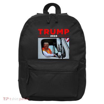 Donald Trump Rides In Garbage Truck Garbage Trump 16 in Basic Backpack