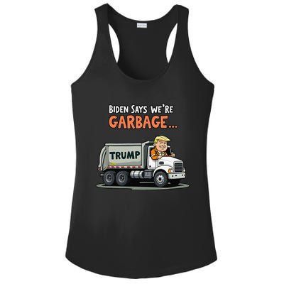 Donald Trump Rides In Garbage Truck Ladies PosiCharge Competitor Racerback Tank