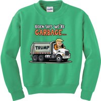 Donald Trump Rides In Garbage Truck Kids Sweatshirt