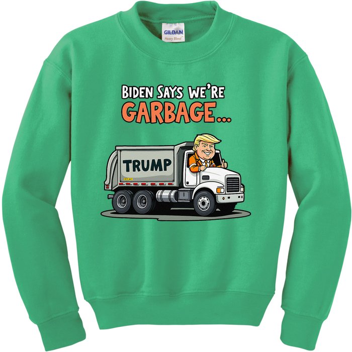 Donald Trump Rides In Garbage Truck Kids Sweatshirt