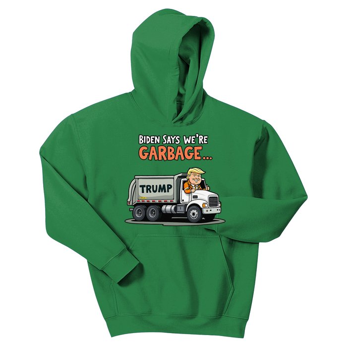 Donald Trump Rides In Garbage Truck Kids Hoodie