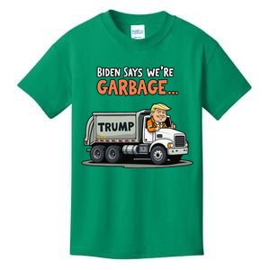 Donald Trump Rides In Garbage Truck Kids T-Shirt