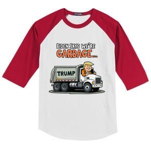 Donald Trump Rides In Garbage Truck Kids Colorblock Raglan Jersey