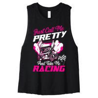 Dirt Track Racing Race Sprint Car Girlfriend Girl Grandma Women's Racerback Cropped Tank