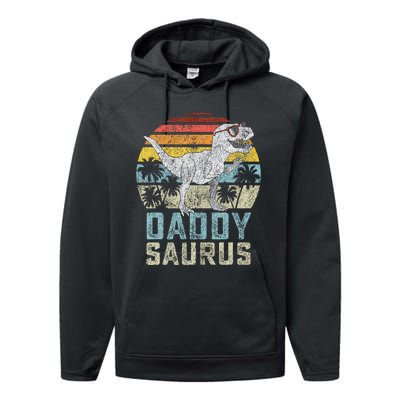 Daddysaurus T Rex Dinosaur Daddy Saurus Family Matching Performance Fleece Hoodie