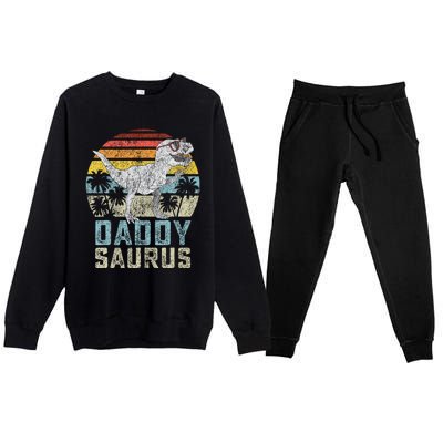 Daddysaurus T Rex Dinosaur Daddy Saurus Family Matching Premium Crewneck Sweatsuit Set