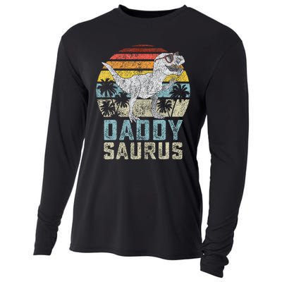 Daddysaurus T Rex Dinosaur Daddy Saurus Family Matching Cooling Performance Long Sleeve Crew