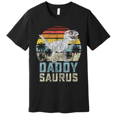 Daddysaurus T Rex Dinosaur Daddy Saurus Family Matching Premium T-Shirt