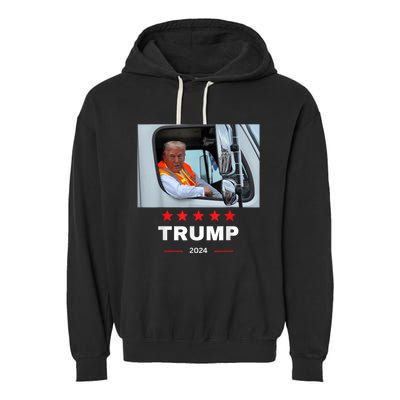 Donald Trump Rides In Garbage Truck Garment-Dyed Fleece Hoodie