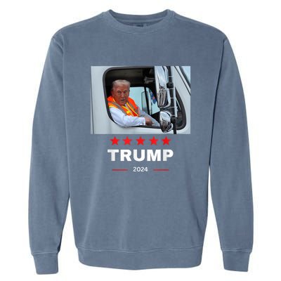 Donald Trump Rides In Garbage Truck Garment-Dyed Sweatshirt