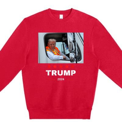 Donald Trump Rides In Garbage Truck Premium Crewneck Sweatshirt