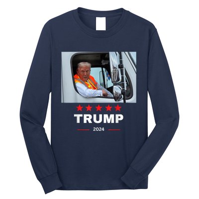 Donald Trump Rides In Garbage Truck Long Sleeve Shirt