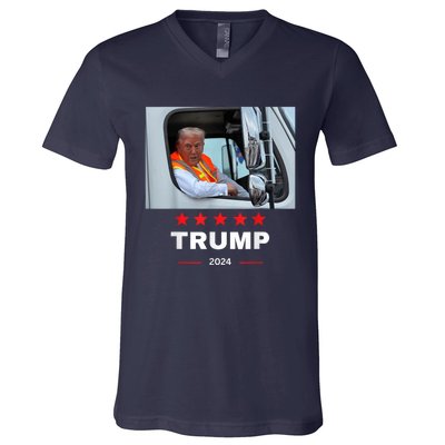 Donald Trump Rides In Garbage Truck V-Neck T-Shirt