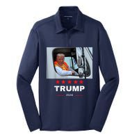 Donald Trump Rides In Garbage Truck Silk Touch Performance Long Sleeve Polo