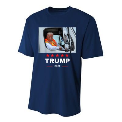 Donald Trump Rides In Garbage Truck Performance Sprint T-Shirt