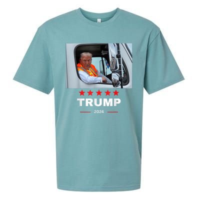 Donald Trump Rides In Garbage Truck Sueded Cloud Jersey T-Shirt