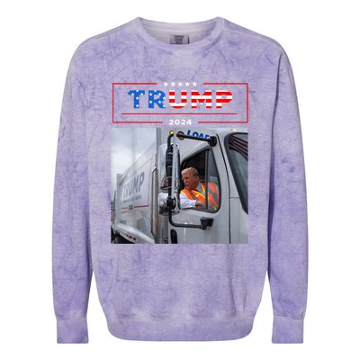 Donald Trump Rides In Garbage Truck Colorblast Crewneck Sweatshirt