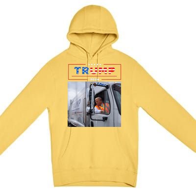 Donald Trump Rides In Garbage Truck Premium Pullover Hoodie