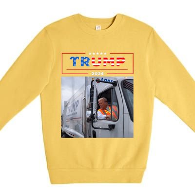 Donald Trump Rides In Garbage Truck Premium Crewneck Sweatshirt