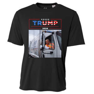 Donald Trump Rides In Garbage Truck Cooling Performance Crew T-Shirt