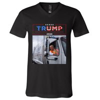 Donald Trump Rides In Garbage Truck V-Neck T-Shirt