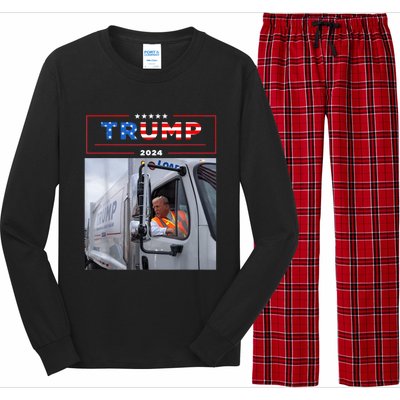 Donald Trump Rides In Garbage Truck Long Sleeve Pajama Set