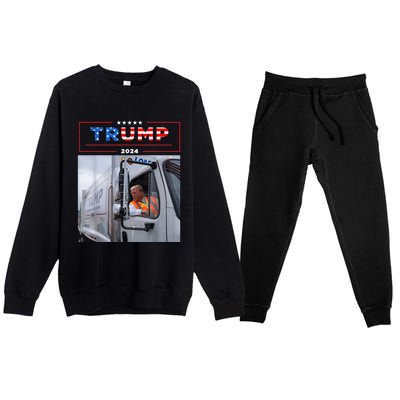 Donald Trump Rides In Garbage Truck Premium Crewneck Sweatsuit Set