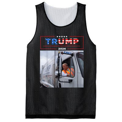 Donald Trump Rides In Garbage Truck Mesh Reversible Basketball Jersey Tank