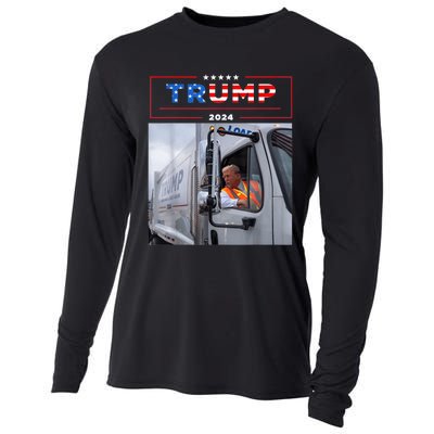 Donald Trump Rides In Garbage Truck Cooling Performance Long Sleeve Crew