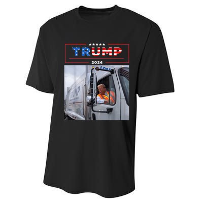 Donald Trump Rides In Garbage Truck Performance Sprint T-Shirt