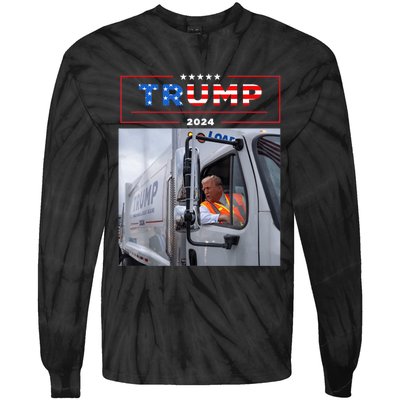 Donald Trump Rides In Garbage Truck Tie-Dye Long Sleeve Shirt