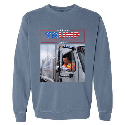 Donald Trump Rides In Garbage Truck Garment-Dyed Sweatshirt