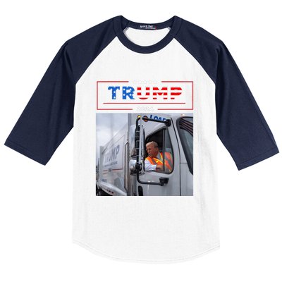 Donald Trump Rides In Garbage Truck Baseball Sleeve Shirt