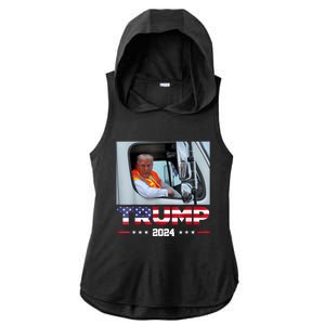 Donald Trump Rides In Garbage Truck Ladies PosiCharge Tri-Blend Wicking Draft Hoodie Tank