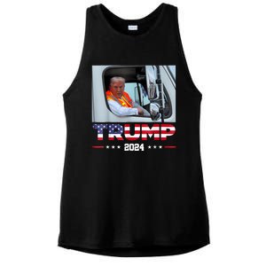 Donald Trump Rides In Garbage Truck Ladies PosiCharge Tri-Blend Wicking Tank